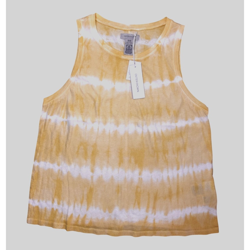 Outerknown Womens Medium Trippy Tank Top Yellow Tie Dye Organic Cotton New W/Tag